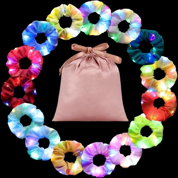 LED Hair Scrunchies 15PCS Multi Color Light Up Hair Ties for Girls Women main image 8